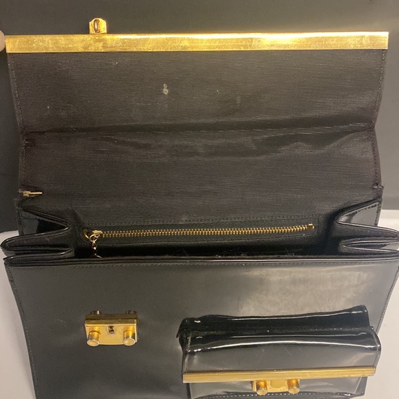 MEYER’S Black Vinyl Flap Satchel Expandable Purse - Picture 15 of 17